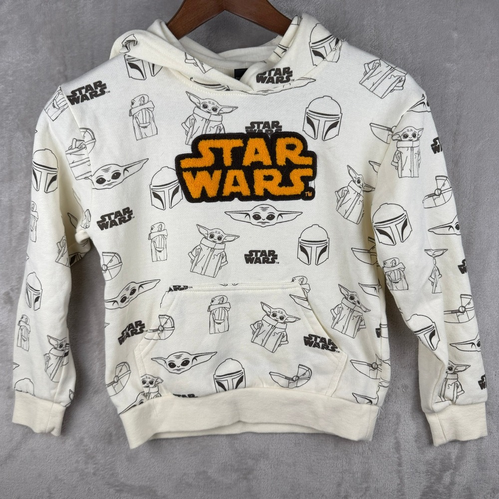 yoda Star Wars Kids XS Grogu Mandalorian Chenille Logo Hoodie